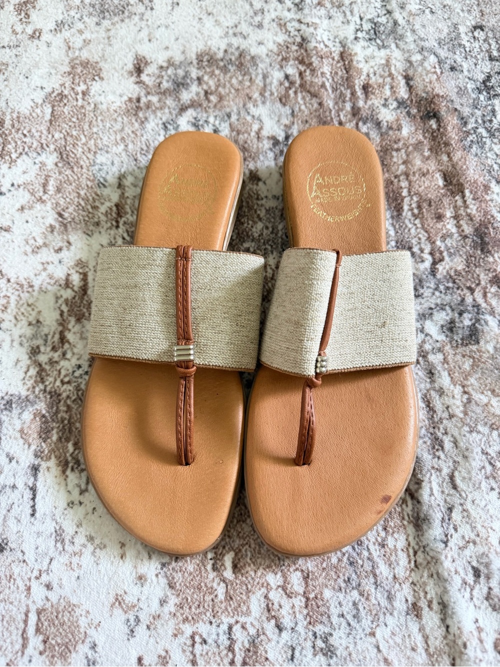 André Assous Nice Stretch-Linen Featherweights Sandals